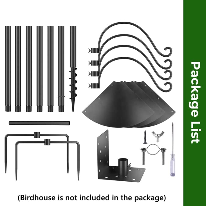 Flanagan stand with four shepherd hooks for multiple feeders.