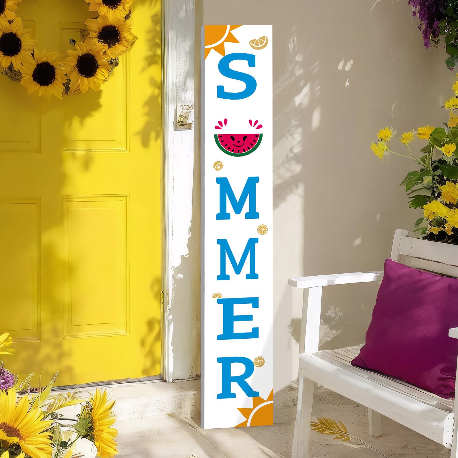 Flangairy summer motif porch decor invites bright, warm vibes to outdoor areas.
