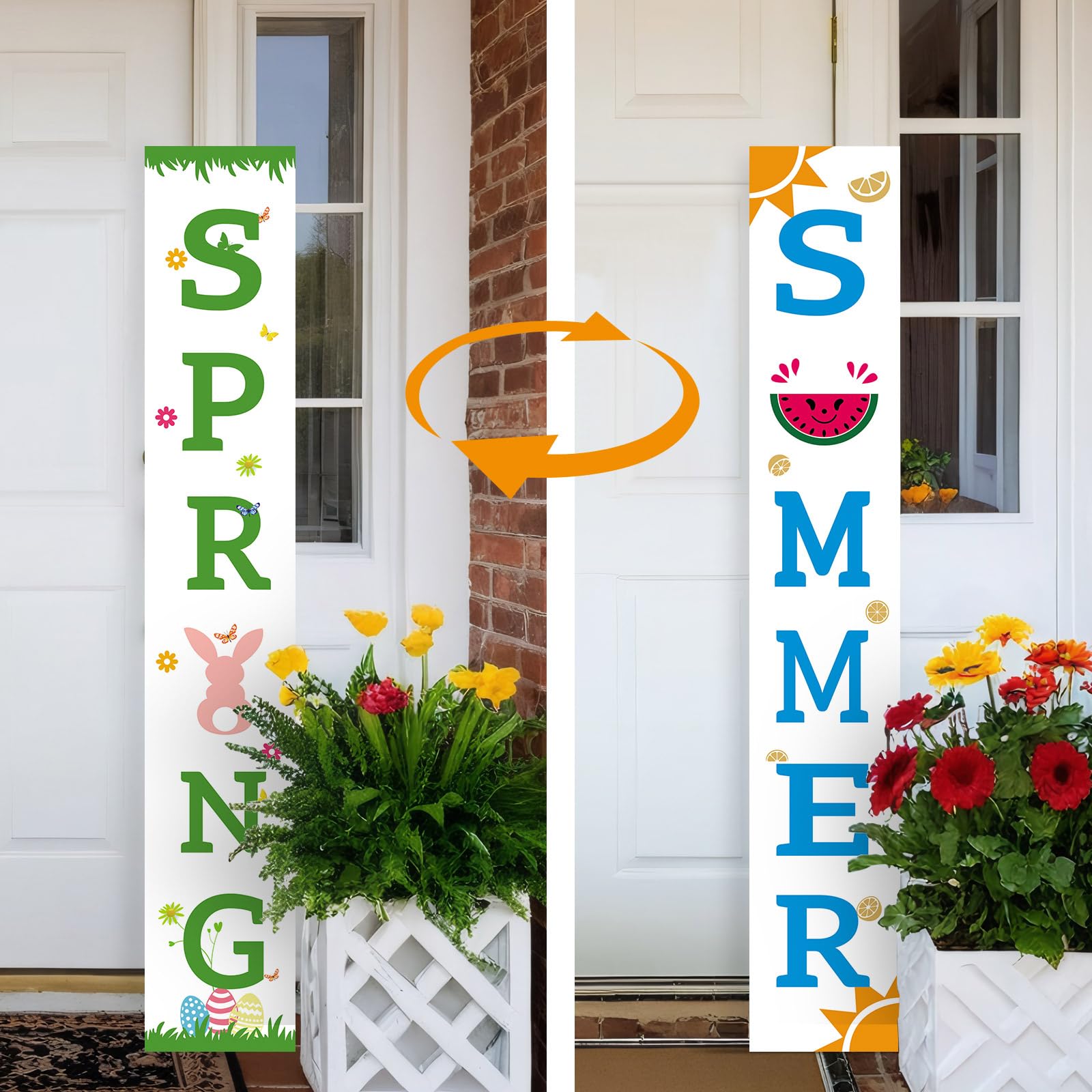 Flangairy two-sided porch sign spring-summer 47-inch boosts curb appeal for seasonal welcomes.