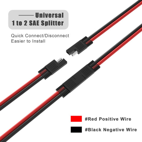 FLAPRV 12 inch SAE extension cable suitable for solar panels and battery chargers