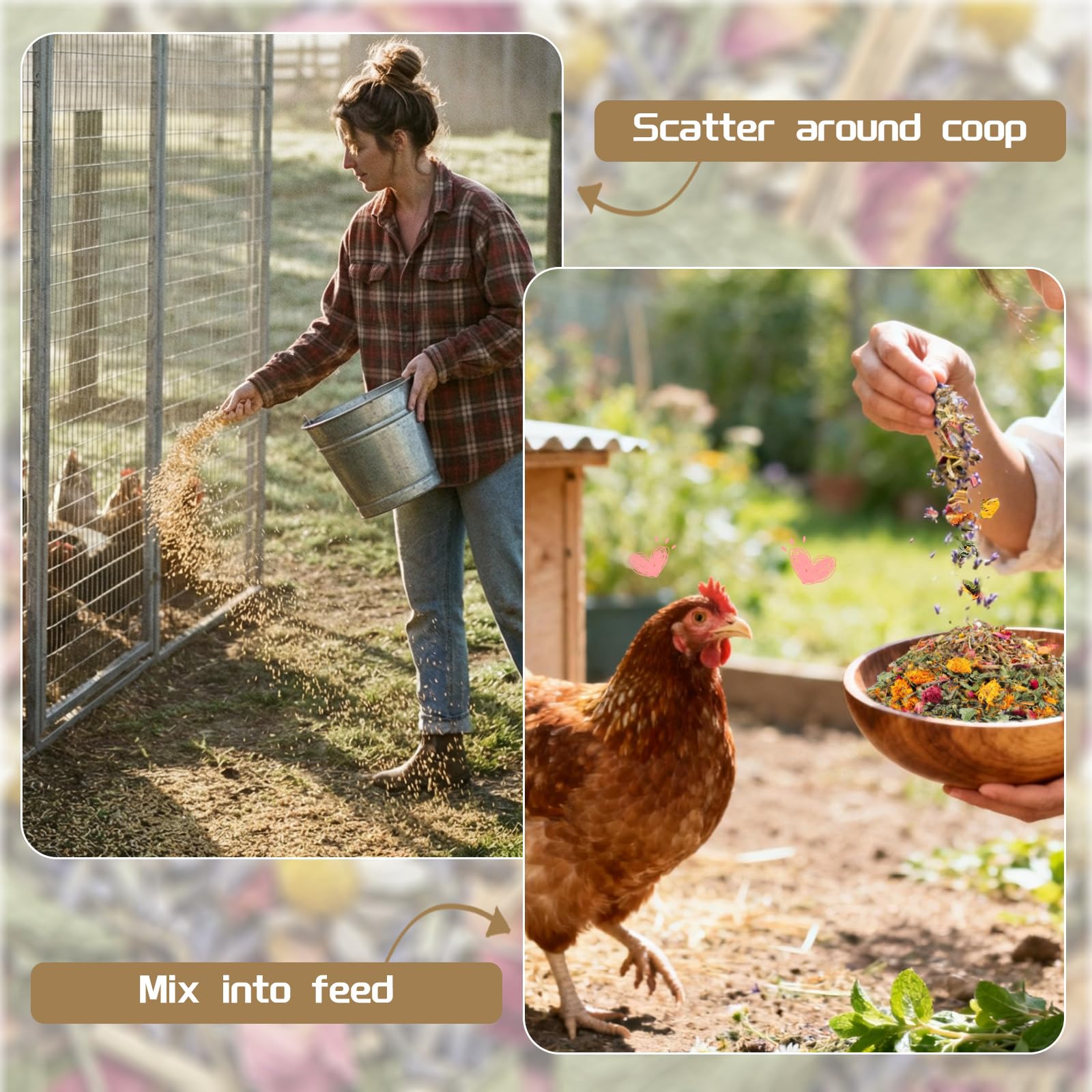 FLAREFX 8-herb blend close-up highlights natural, safe, non-GMO ingredients for poultry.