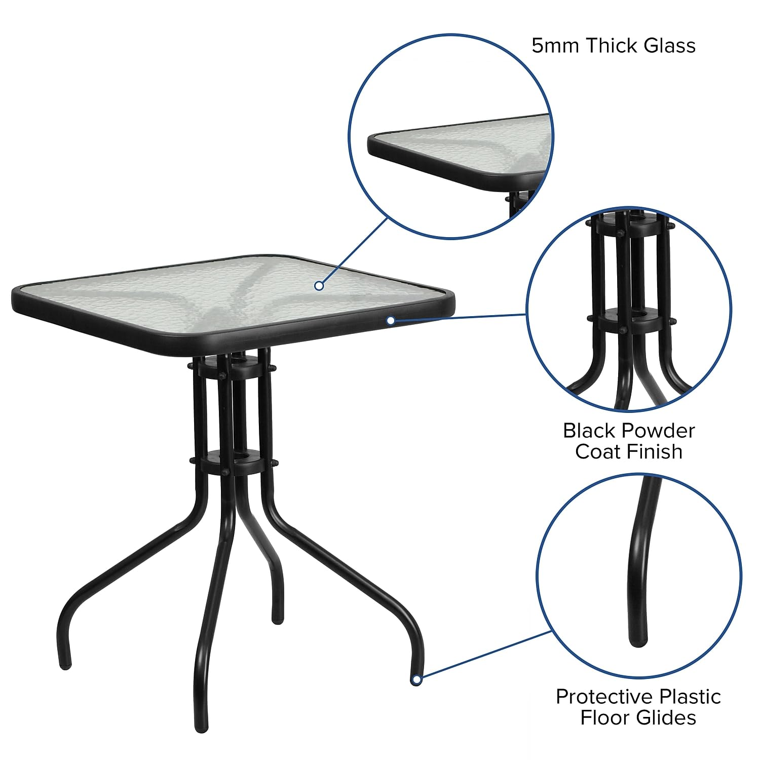 Flash Furniture Barker 23.5-inch square table in use on a patio with seating.