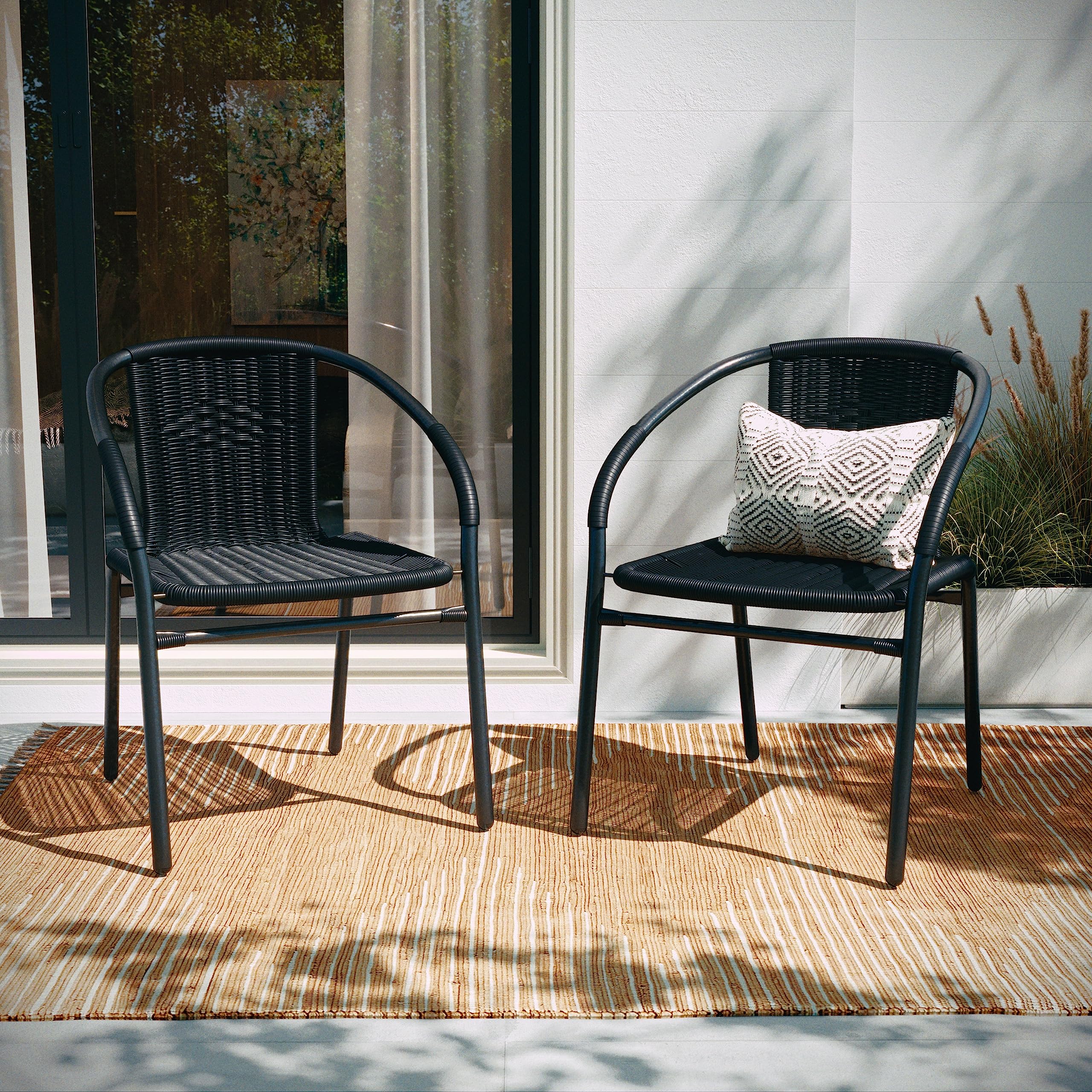 Flash Furniture Lila stackable chairs coordinate with modern or coastal decor.