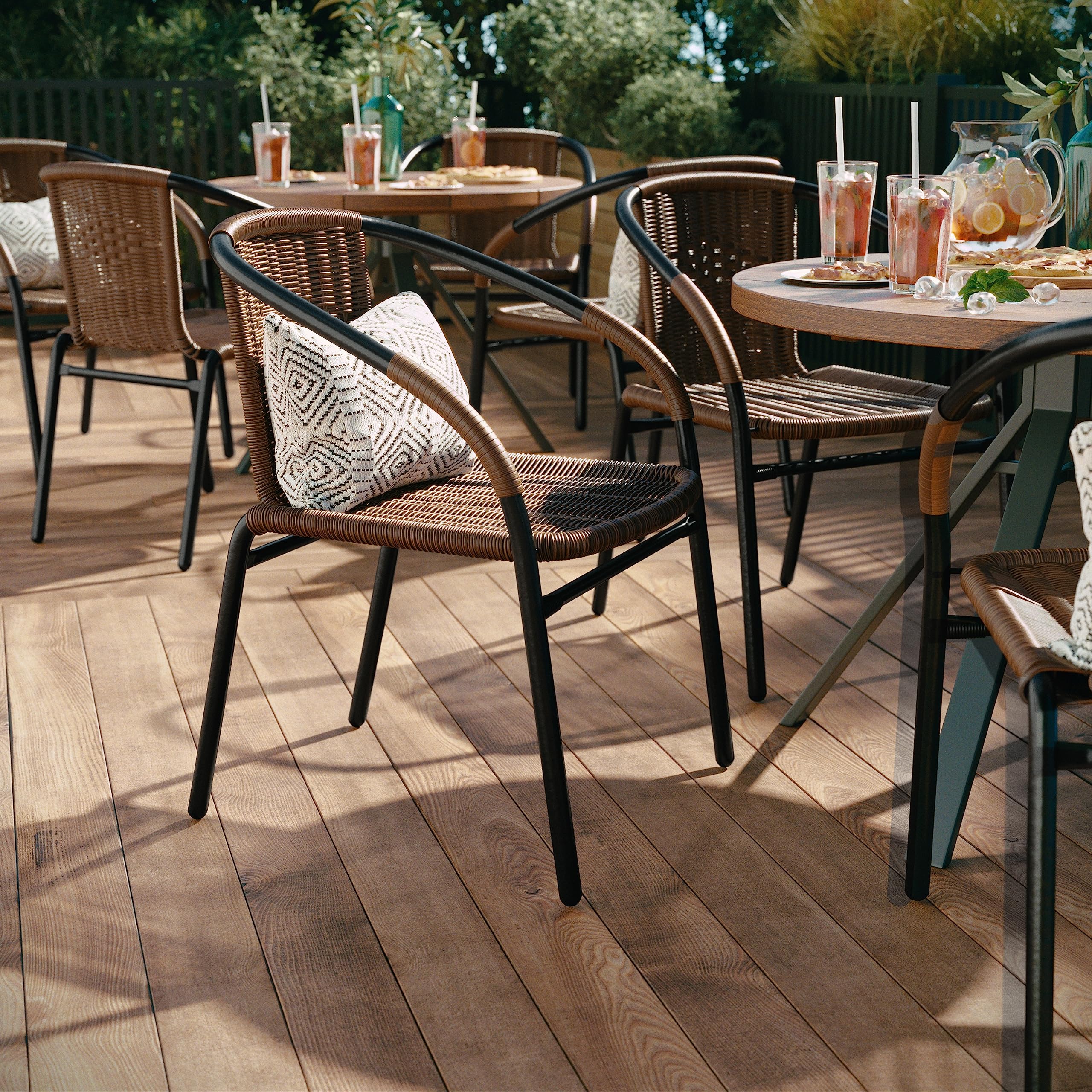 Flash Furniture Lila rattan chair with cross braces for stability.