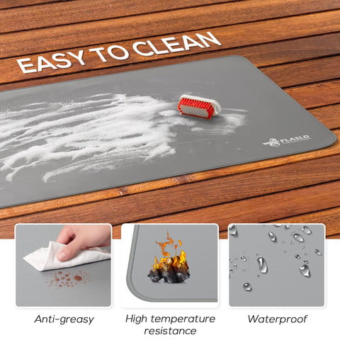 FLASLD heat-resistant mat on stove or cooktop keeps spills contained.