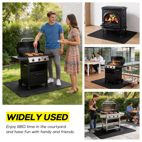 FLASLD grill mat placed under tabletop grill protects surfaces from heat and stains