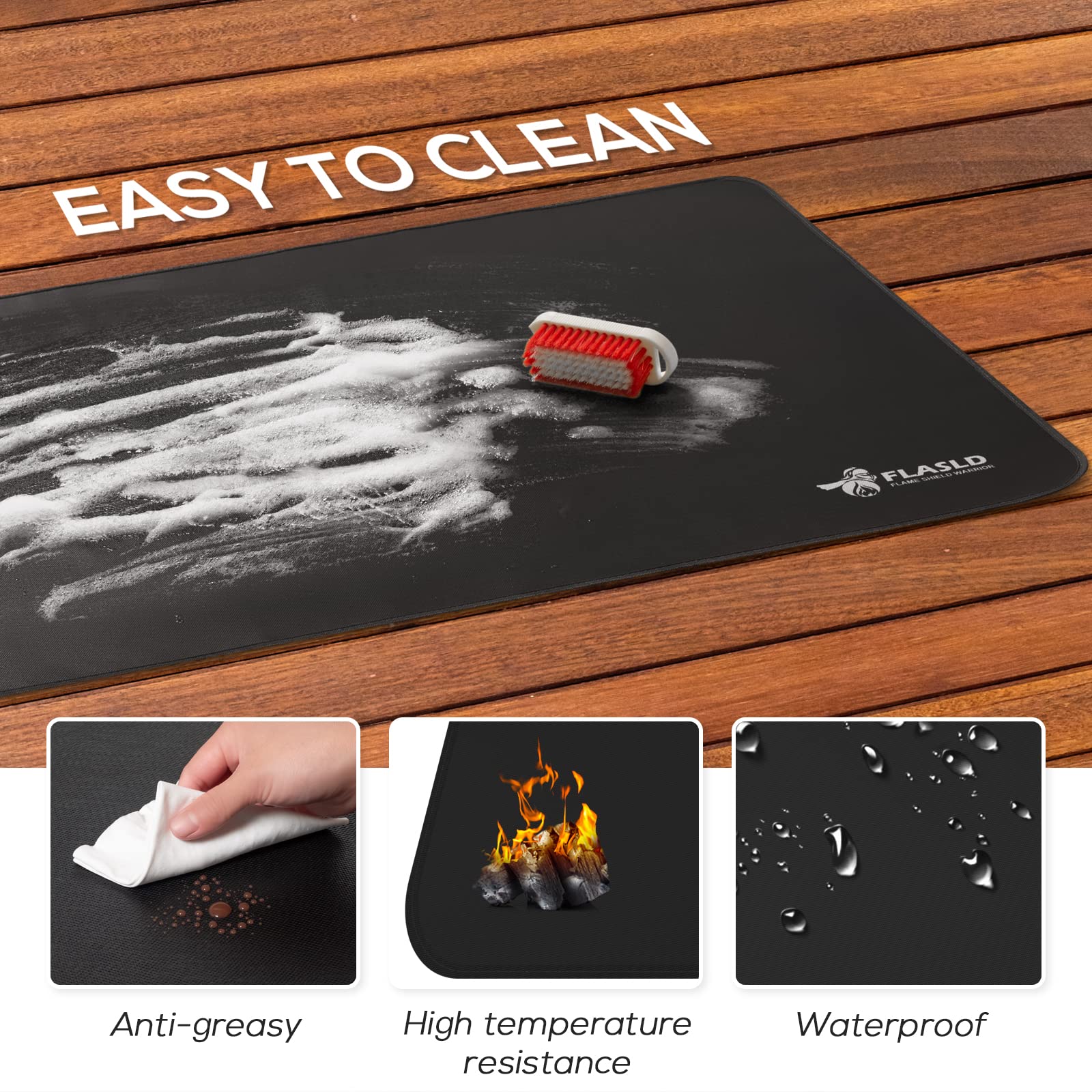 FLASLD heat shield rug helps protect floors during use.