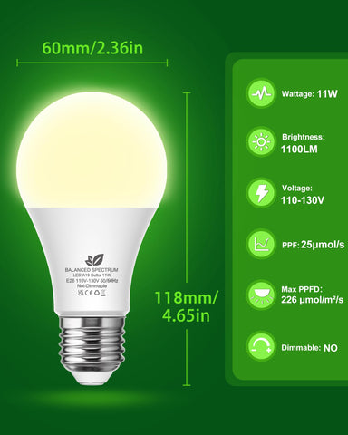 Flaspar A19 Grow Light Bulbs low heat emission protecting plants