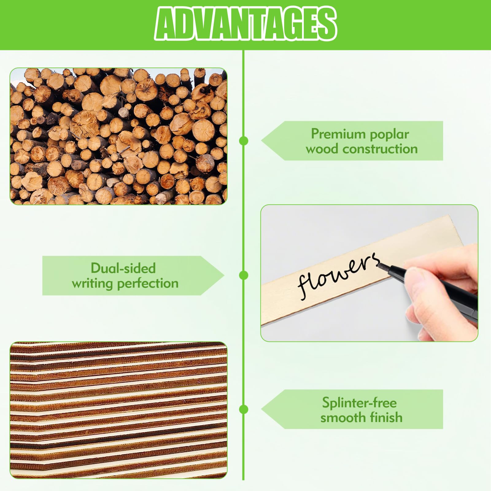 FLATRI indoor/outdoor plant markers for herbs, vegetables, and flowers.