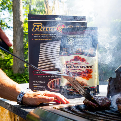 FlavrQ on a patio grill elevates backyard cookouts with smoky notes.