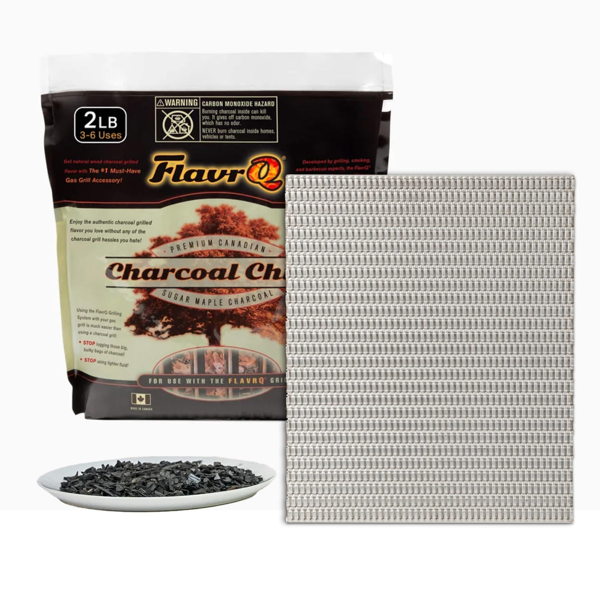 FlavrQ startup grid being installed on a gas grill for instant charcoal flavor.