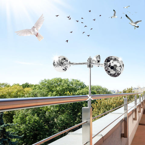 Flerigh outdoor deterrent mounted on railings for garden protection.