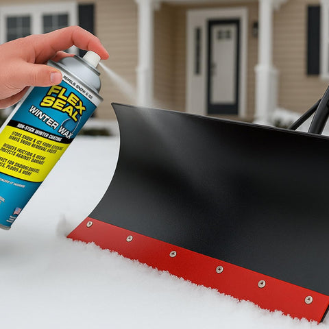 Flex Seal Winter Wax applied to a snowblower for smoother operation.
