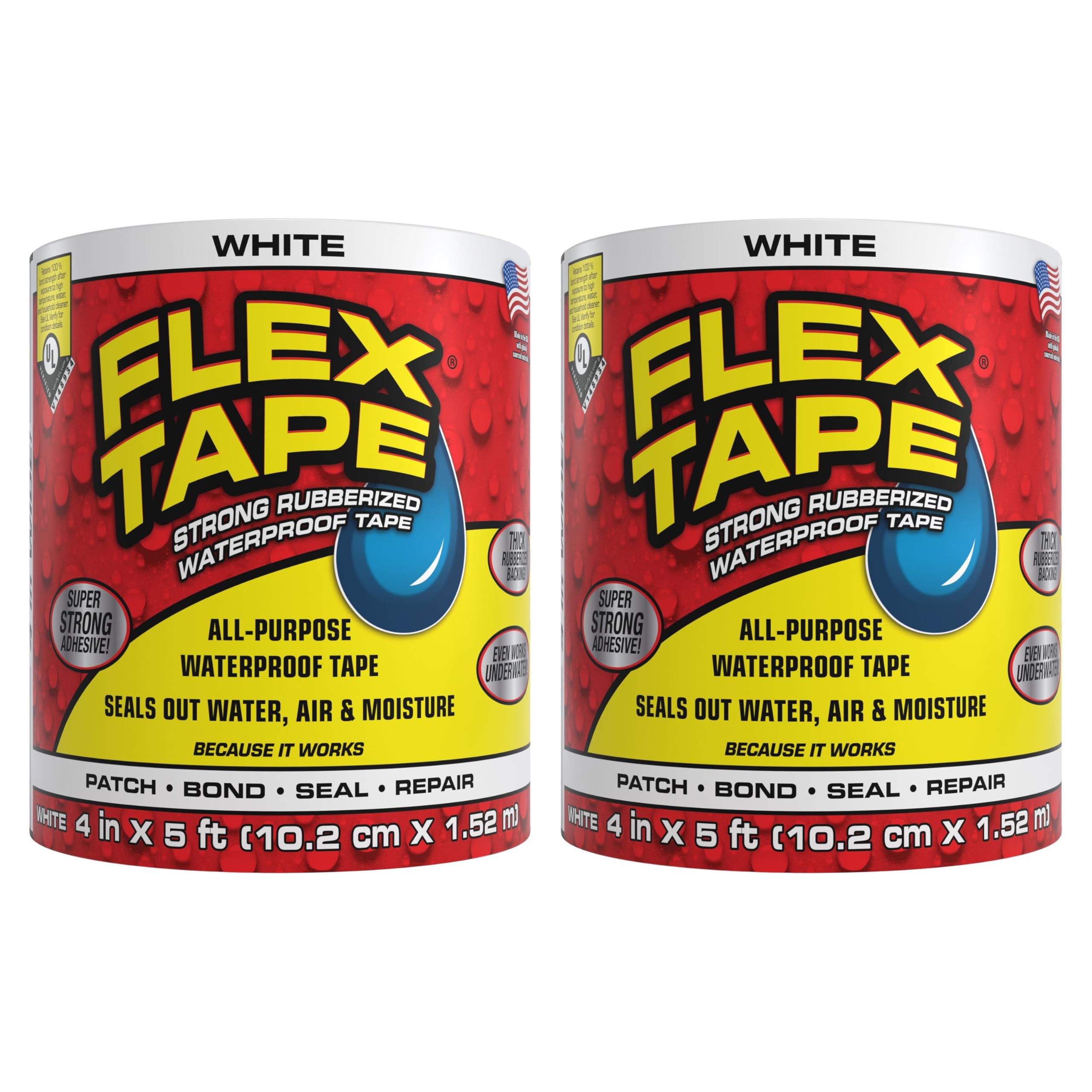 Flex Tape patches underwater leaks with a thick, flexible rubberized backing.
