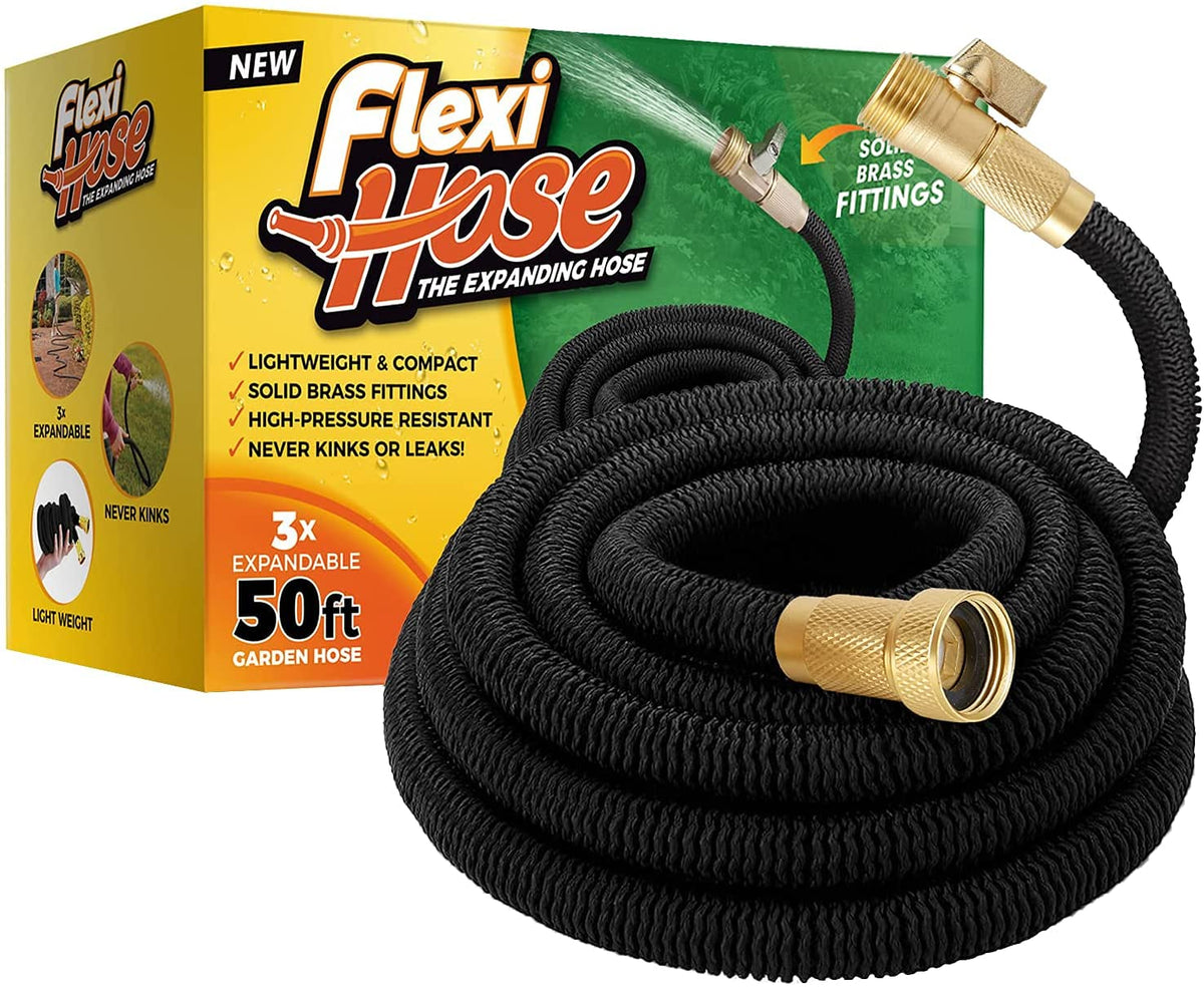 Flexi Hose 50ft expanded length for wide-yard watering