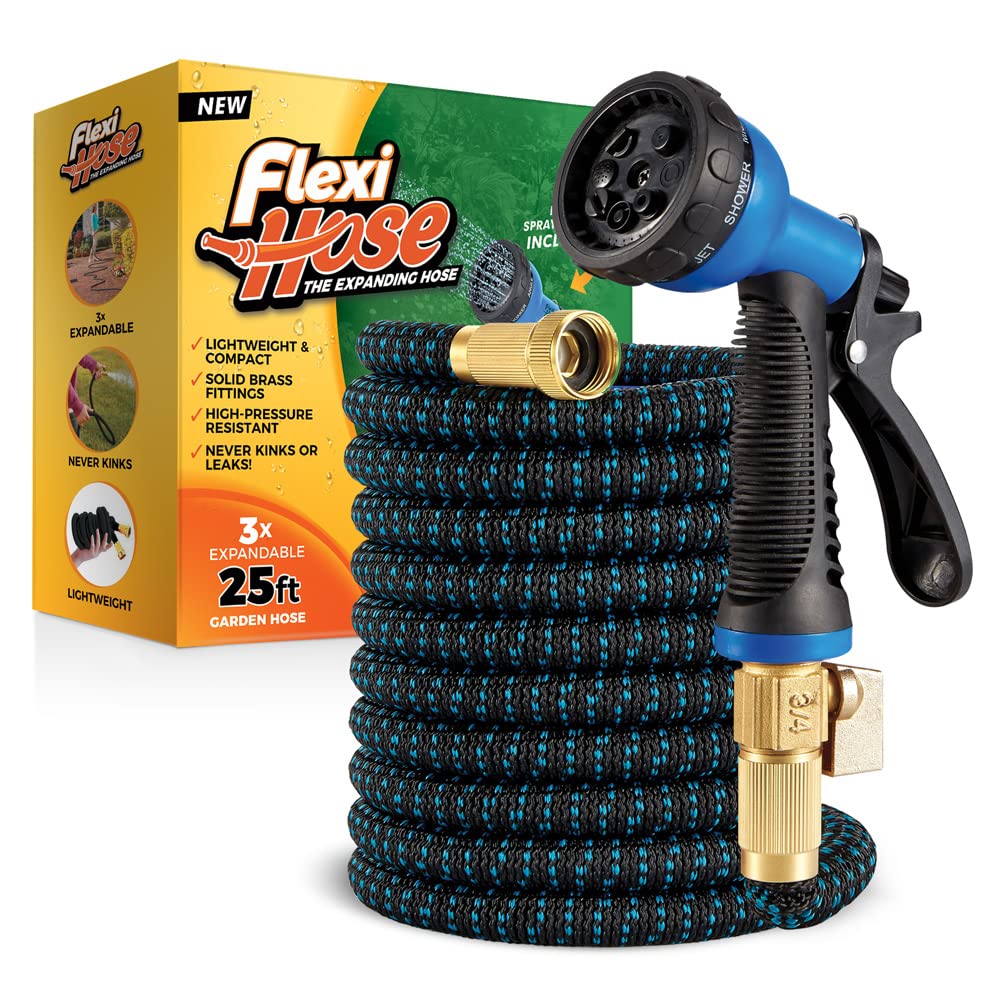 Flexi Hose expandable-25ft demonstrates easy storage and versatile watering in tight spaces.