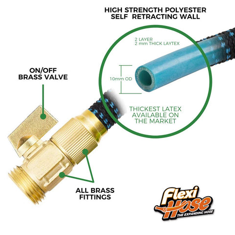 Flexi Hose four-layer latex core protects against punctures.