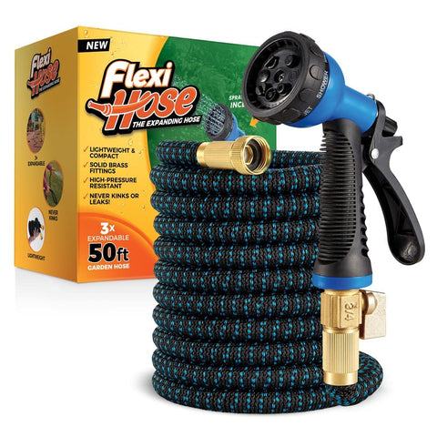 Flexi Hose fully extended to 50 feet for easy reach and watering.