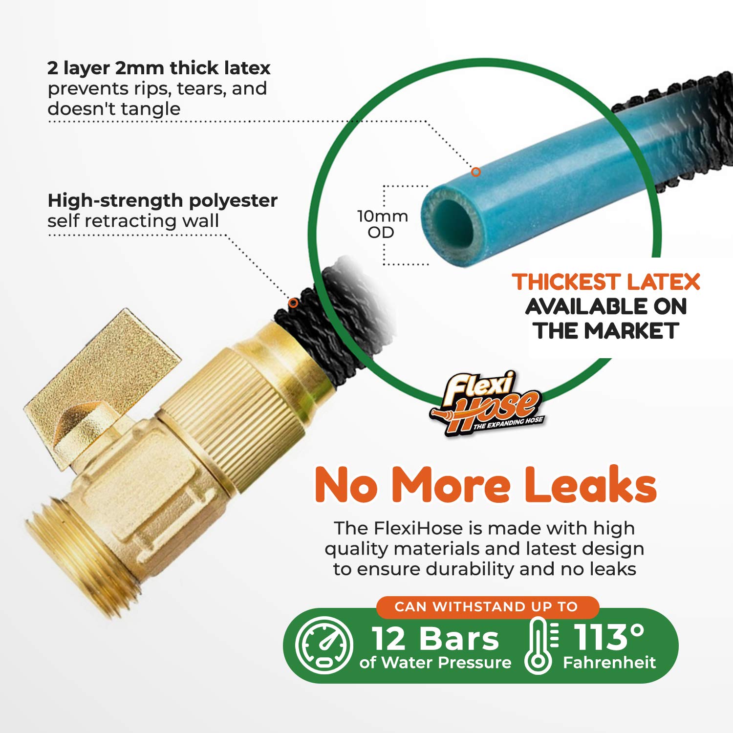 Flexi Hose latex-core protected tubing against punctures