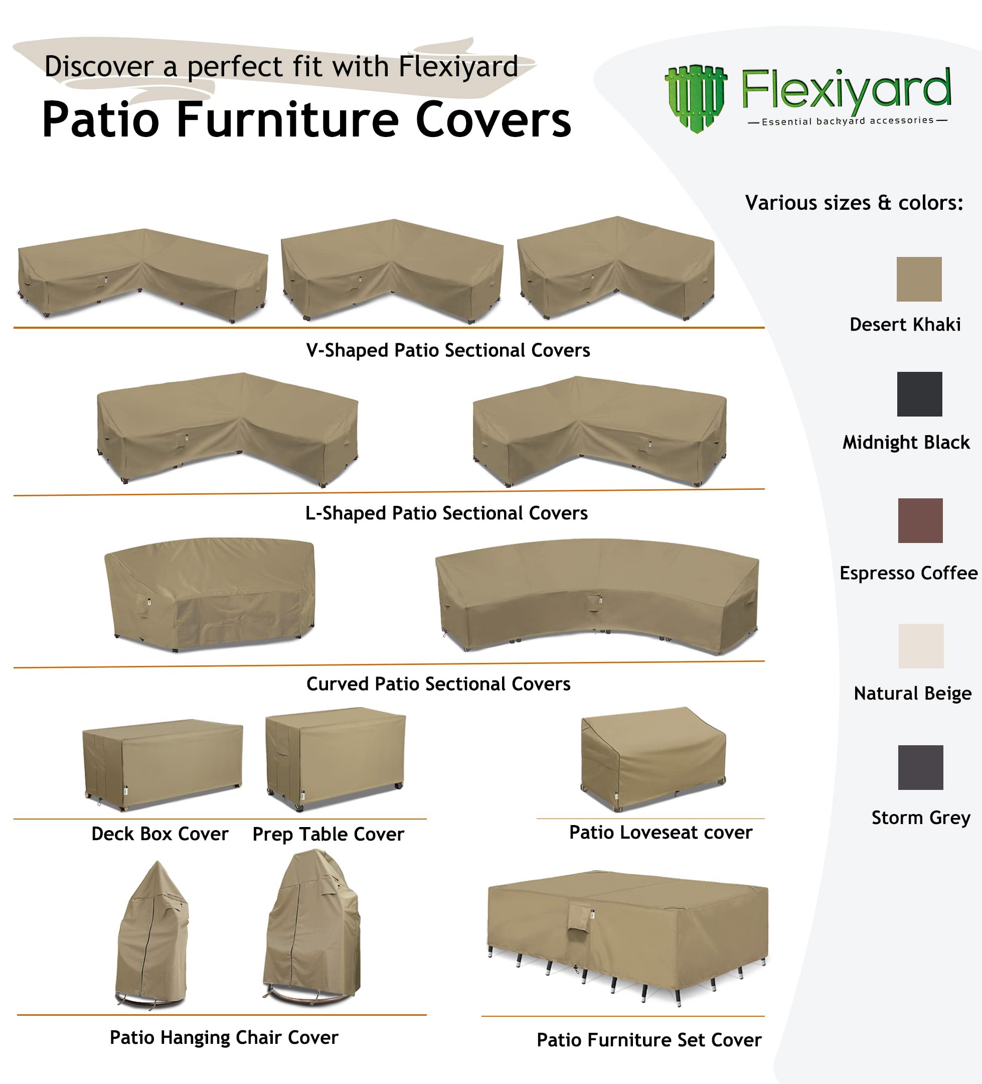 Flexiyard curved sofa cover protecting an outdoor curved sectional in use
