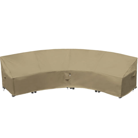 Flexiyard curved sofa cover in waterproof 600D fabric protecting outdoor furniture from rain