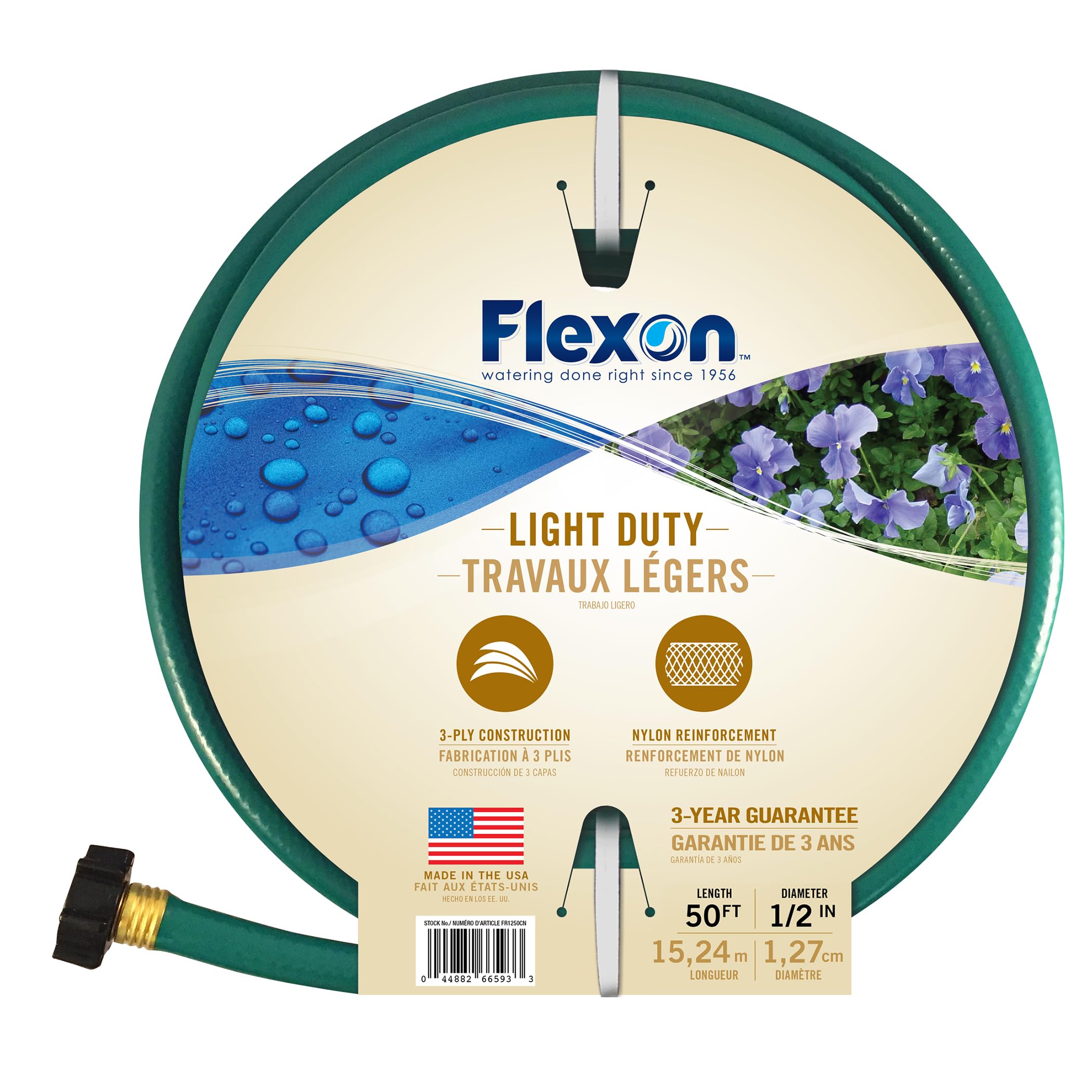 Flexon FR1250 50ft hose coiled for storage and quick watering