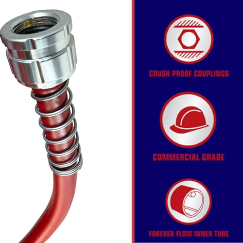 Bright red Flexon hose eases location and reduces storage loss.