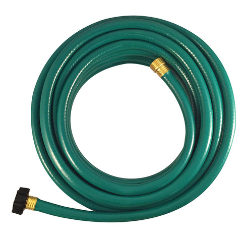 Flexon hose in garden bed, ideal for plant watering.