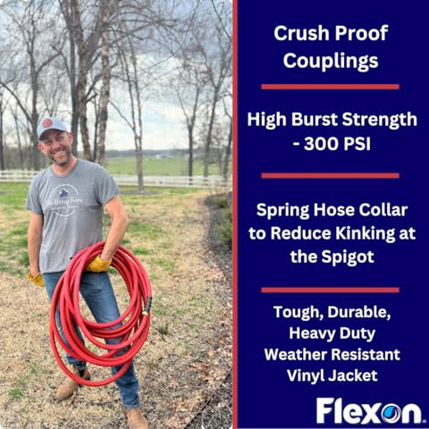 Flexon kink-resistant design keeps water flowing smoothly on tough jobs.