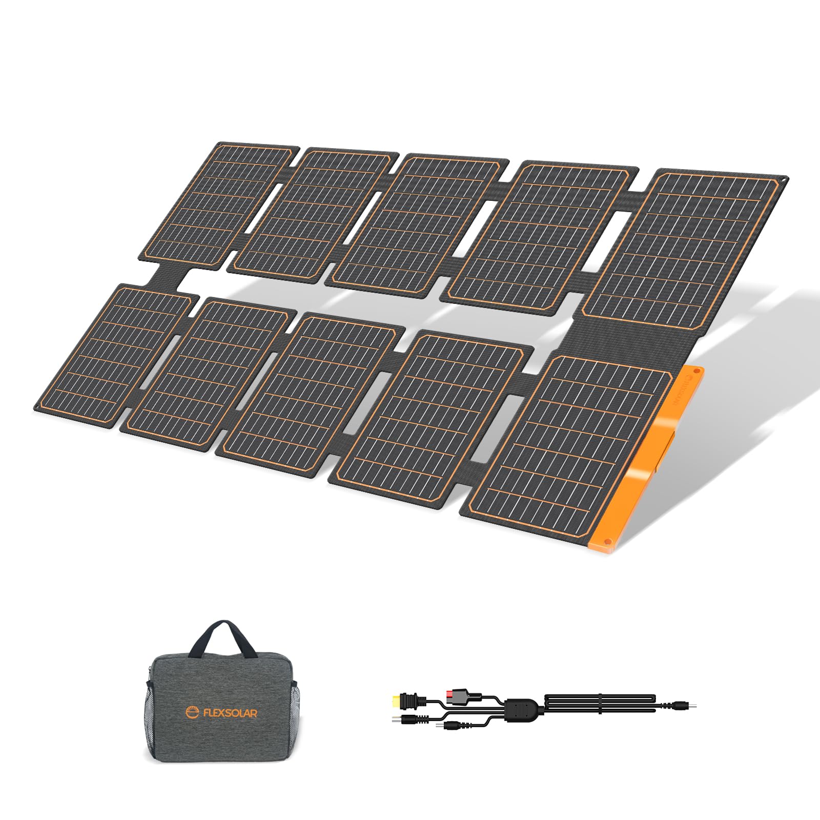 FlexSolar 100W panel folded compact for backpacking and travel