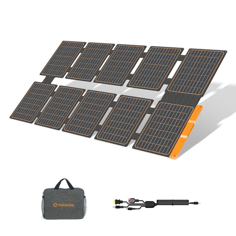 FlexSolar 100W panel folded compact for backpacking and travel