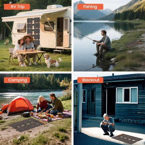 FlexSolar 100W lightweight, compact design for easy travel and camping.