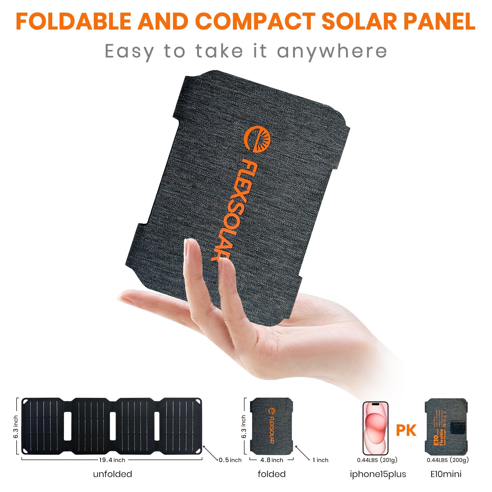 FlexSolar 10W with carabiners in pack for backpacking and camping readiness