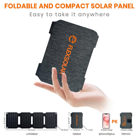 FlexSolar 10W with carabiners in pack for backpacking and camping readiness
