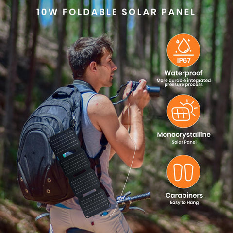 FlexSolar 10W compact travel pack fits easily into a bag