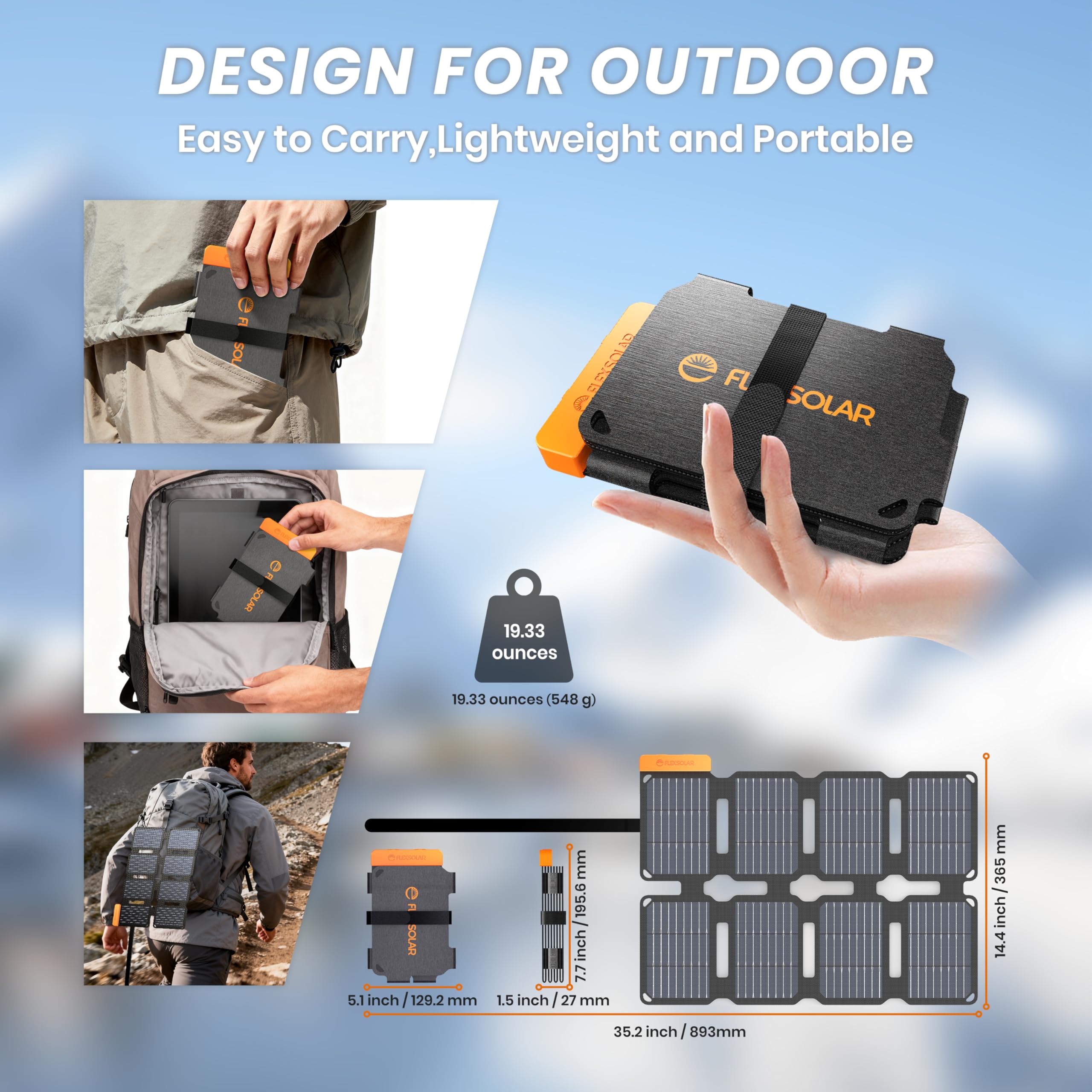 FlexSolar 25W MPPT boost technology optimizes energy in low light.