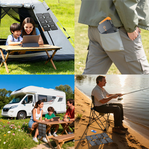 FlexSolar 25W ultra-lightweight 1.2 lb panel for easy carrying.