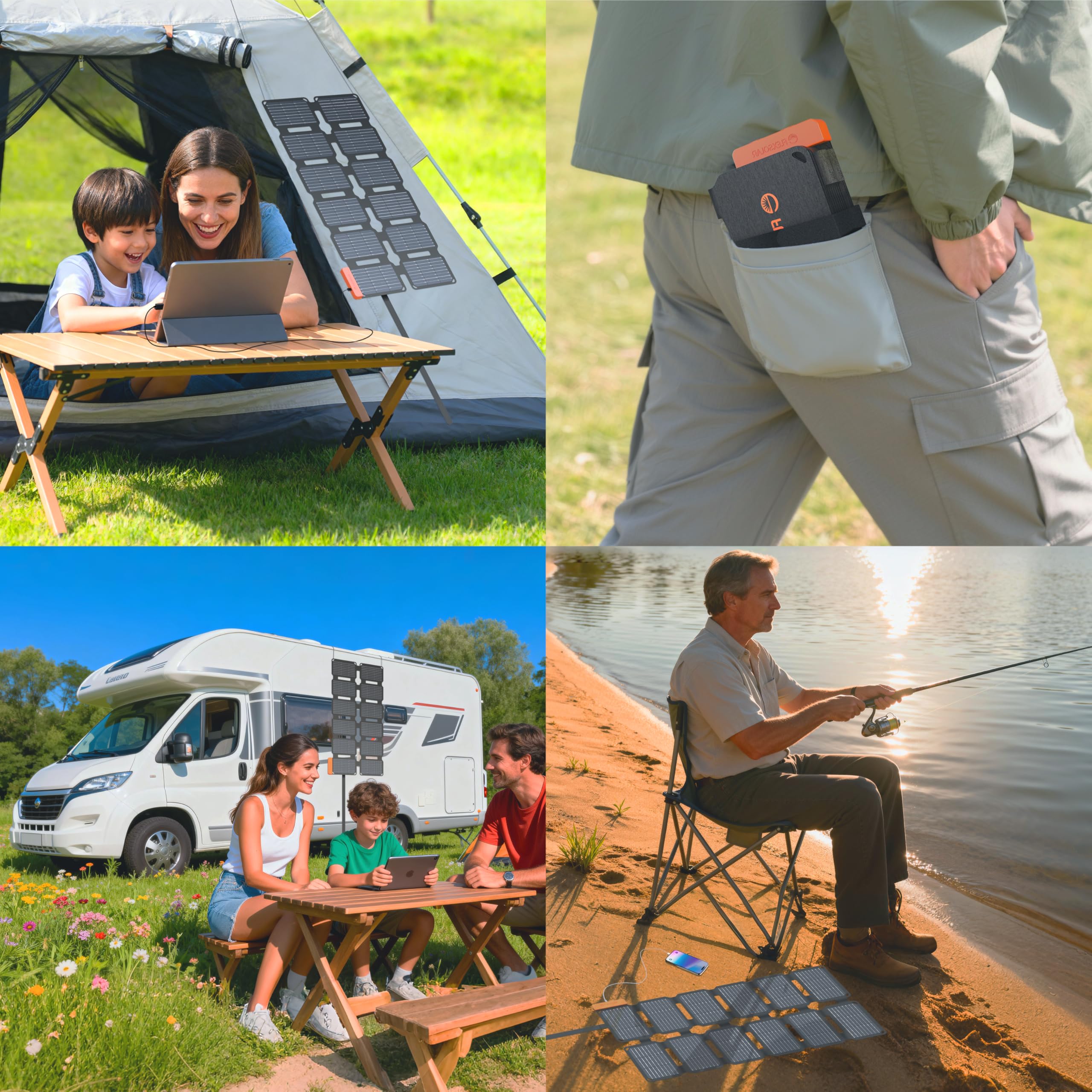 FlexSolar 36W durable backpack charger fits easily in your gear.