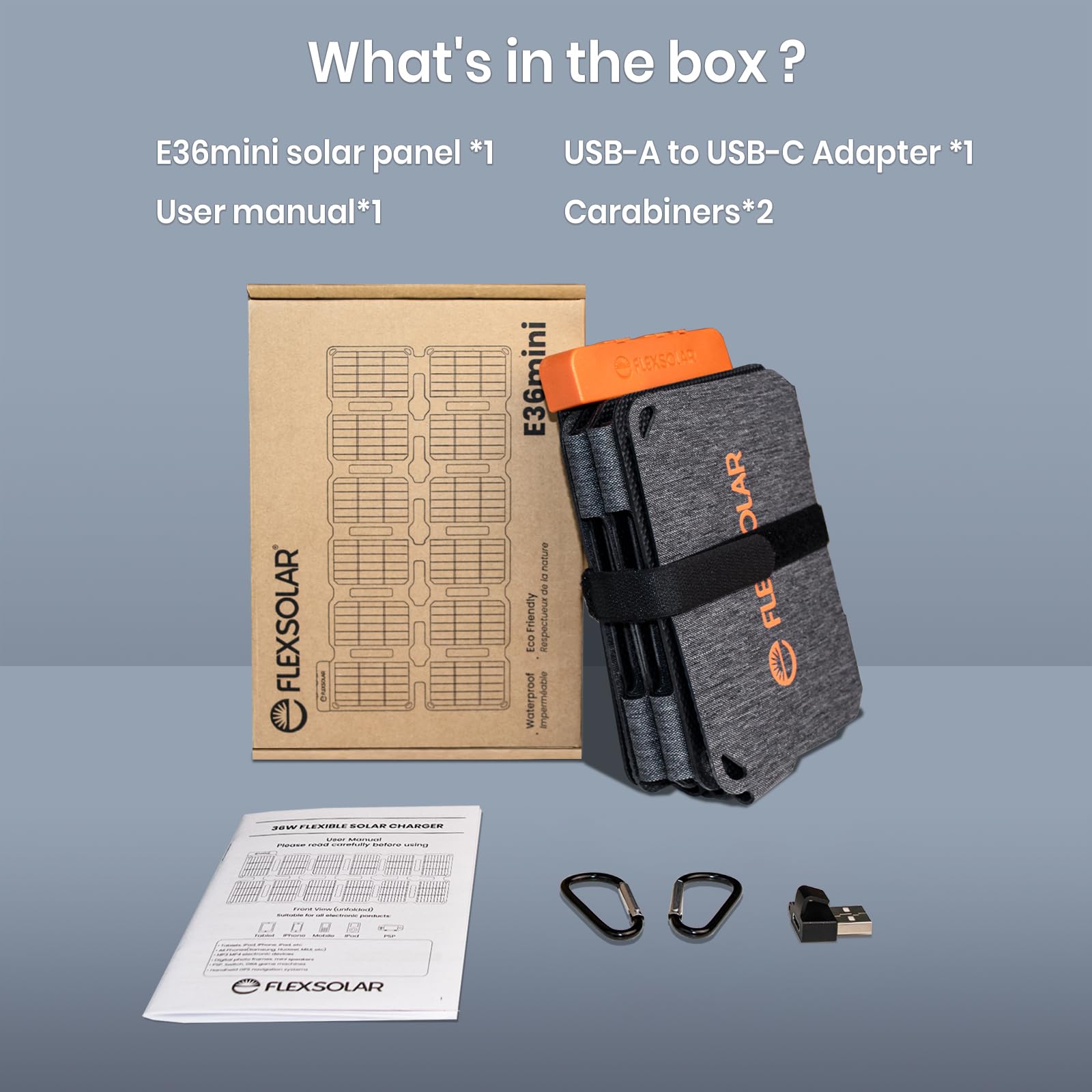 FlexSolar 36W emergency power solution ready for off-grid adventures.