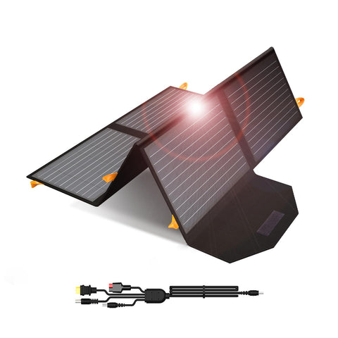FlexSolar 60W folded panel for compact transport on hiking trips