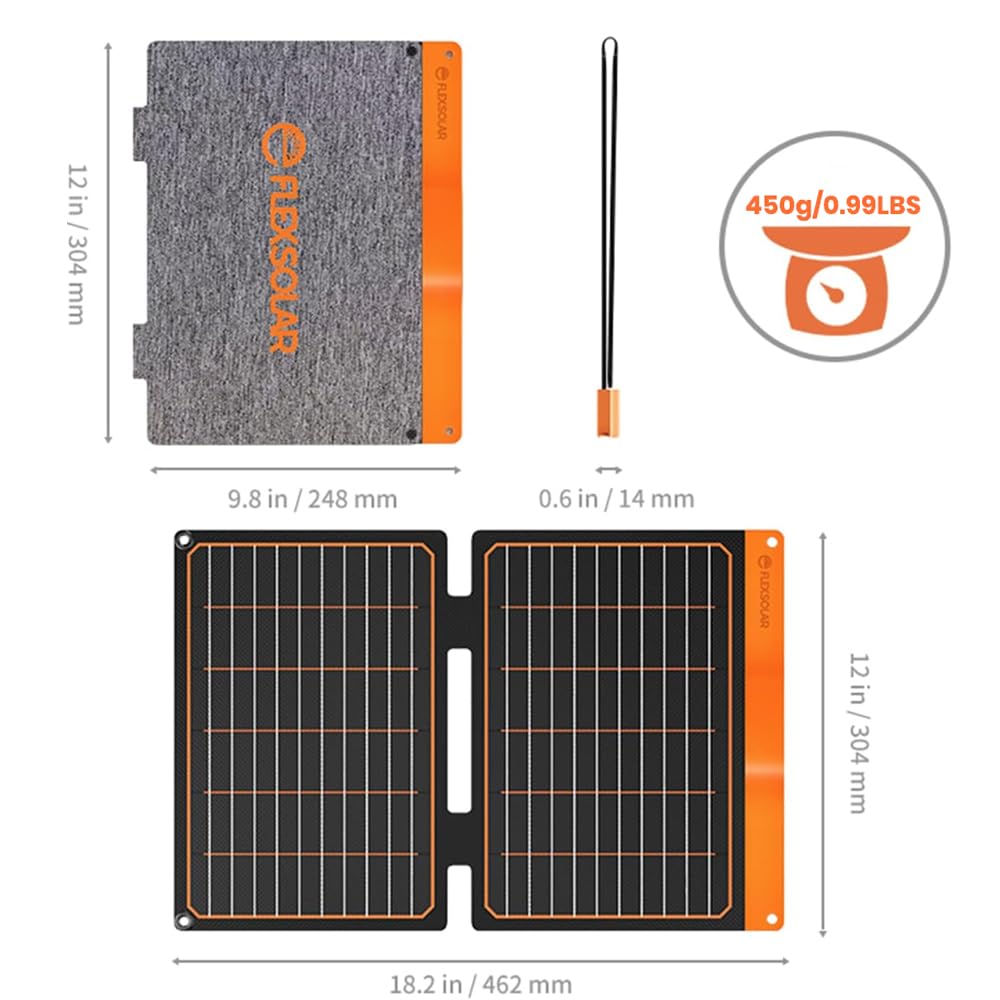 Carabiners and hanging holes on FlexSolar for easy backpack attachment.