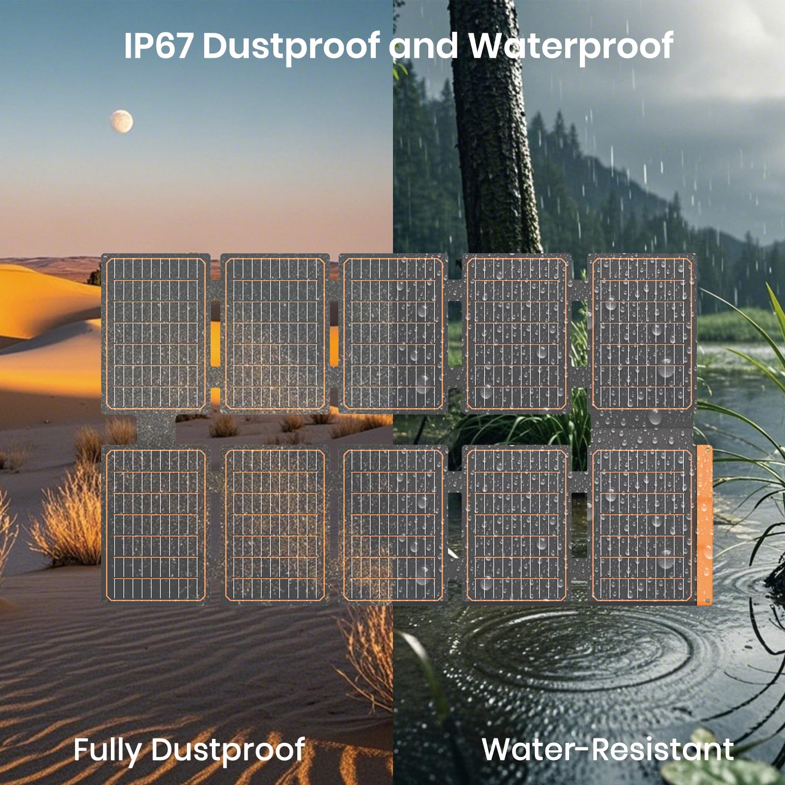 FlexSolar USB-C PD output powering laptops and phones outdoors