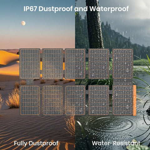 FlexSolar USB-C PD output powering laptops and phones outdoors
