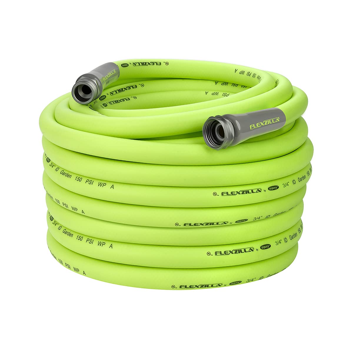 Flexzilla 100ft garden hose coils easily, reducing tangles during yard watering.