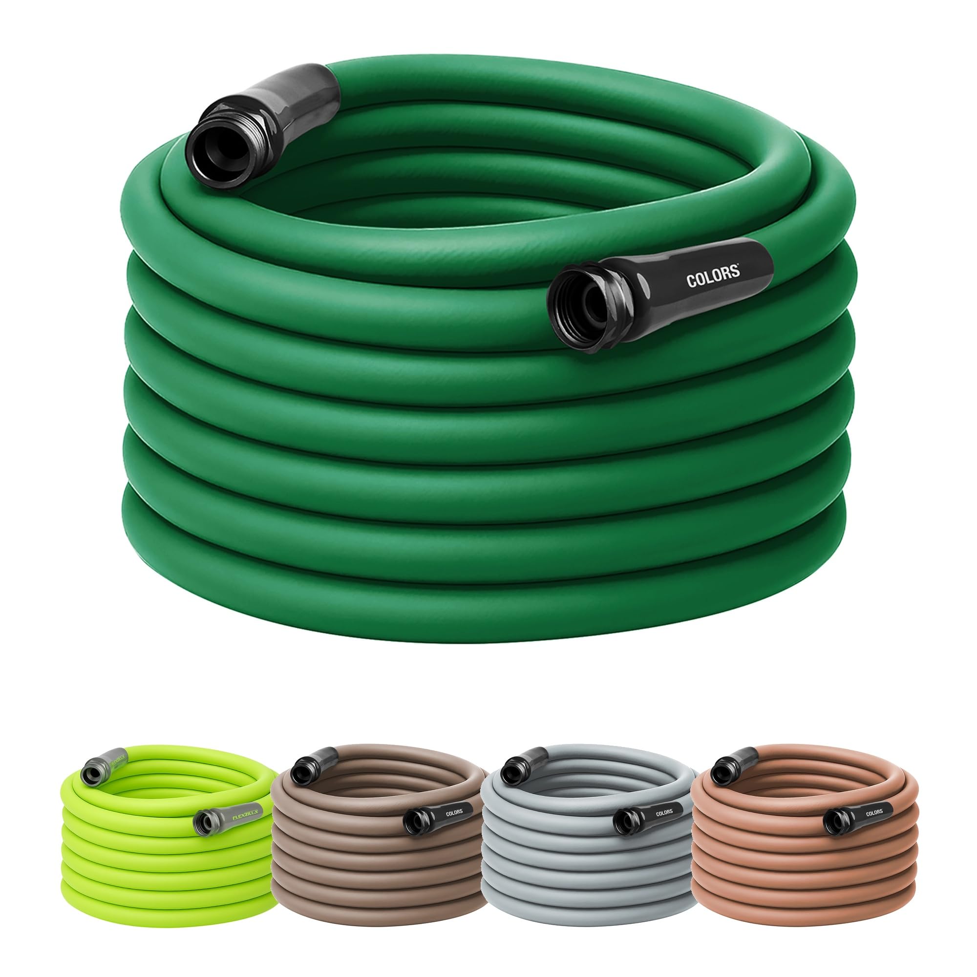 Flexzilla Colors garden hose forest green coiled for easy storage and quick watering