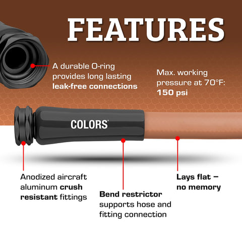 Anodized fittings on Flexzilla hose ensure reliable, leak-free connections.