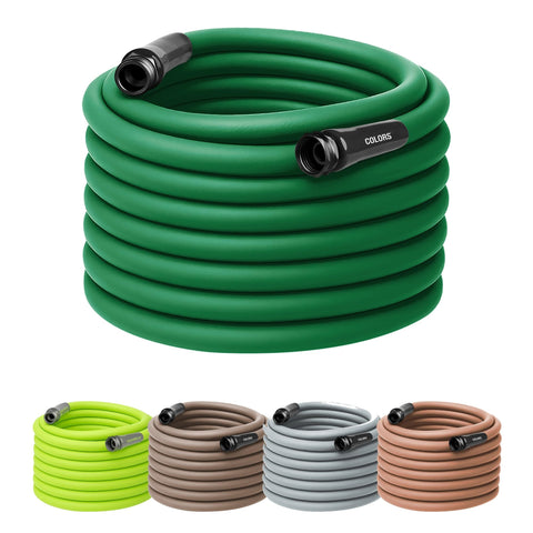 Flexzilla Colors Garden Hose forest green showing leak-free spigot connection for easy watering.