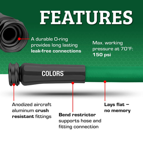 Flexzilla Colors Garden Hose leak-free connection protects the spigot during long sessions