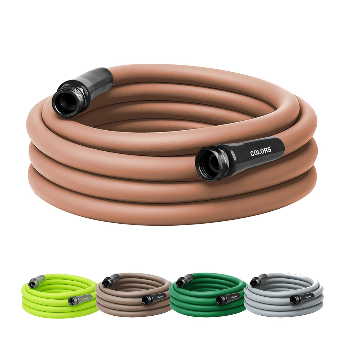 Flexzilla Colors garden hose in Red Clay coils neatly for outdoor watering.