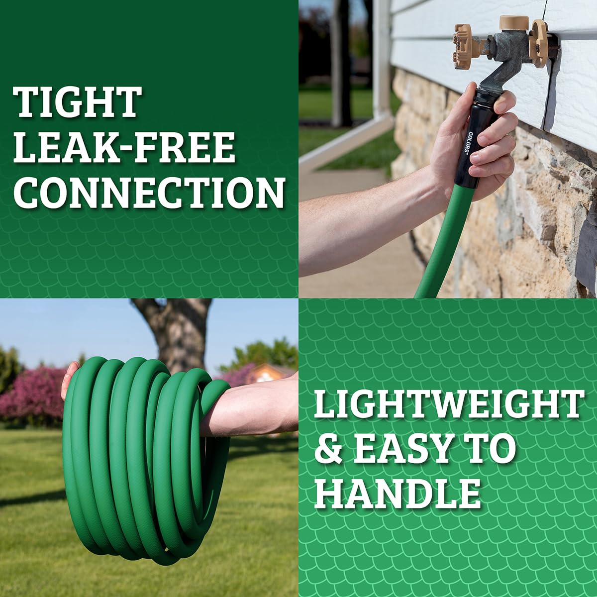 Flexzilla Colors lightweight hose reduces strain while moving around your garden.